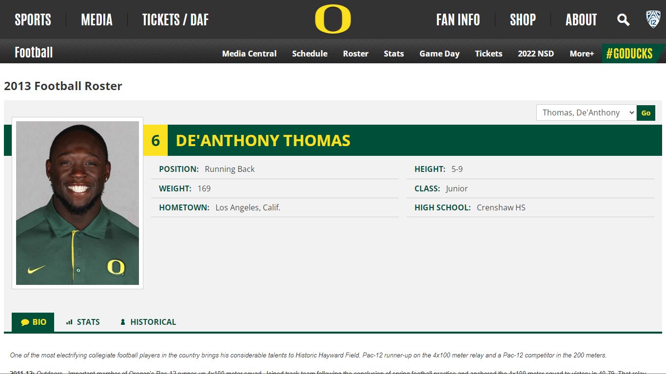 De'Anthony Thomas - Football - University of Oregon Athletics